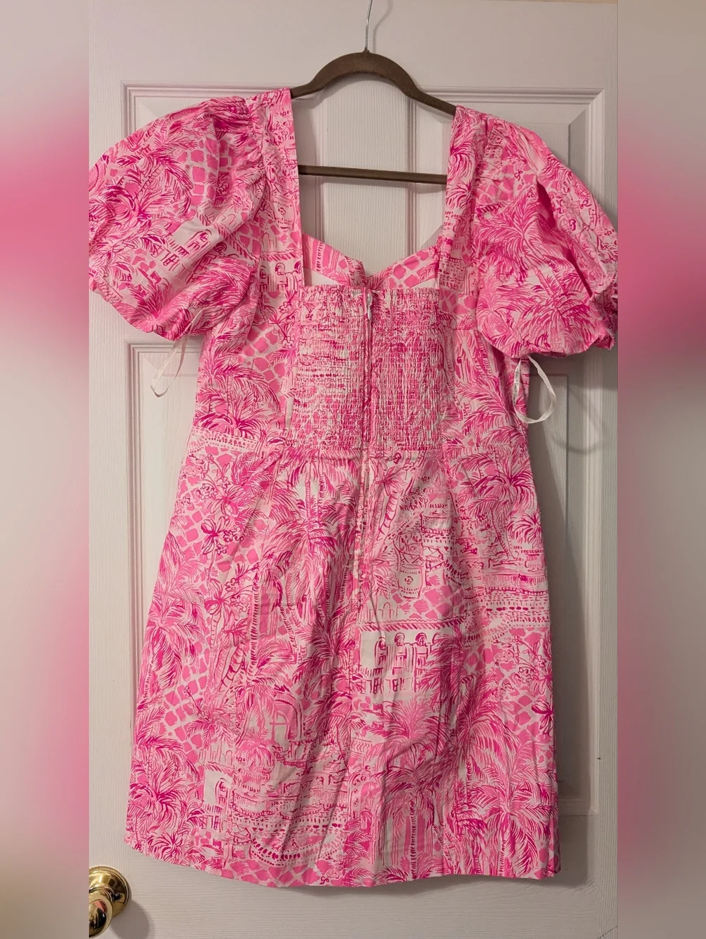 Lilly Pulitzer Merian Dress Pink Blossom Palm Beach Paradise Size 16 - Picture 3 of 14